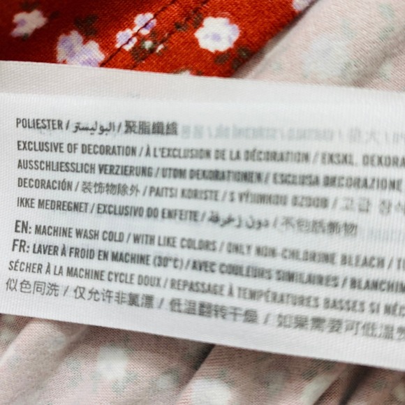 Hollister Prairie Dress Womens XS Rust Red Ditsy Floral Puff Sleeve Tiered Boho - Picture 9 of 11